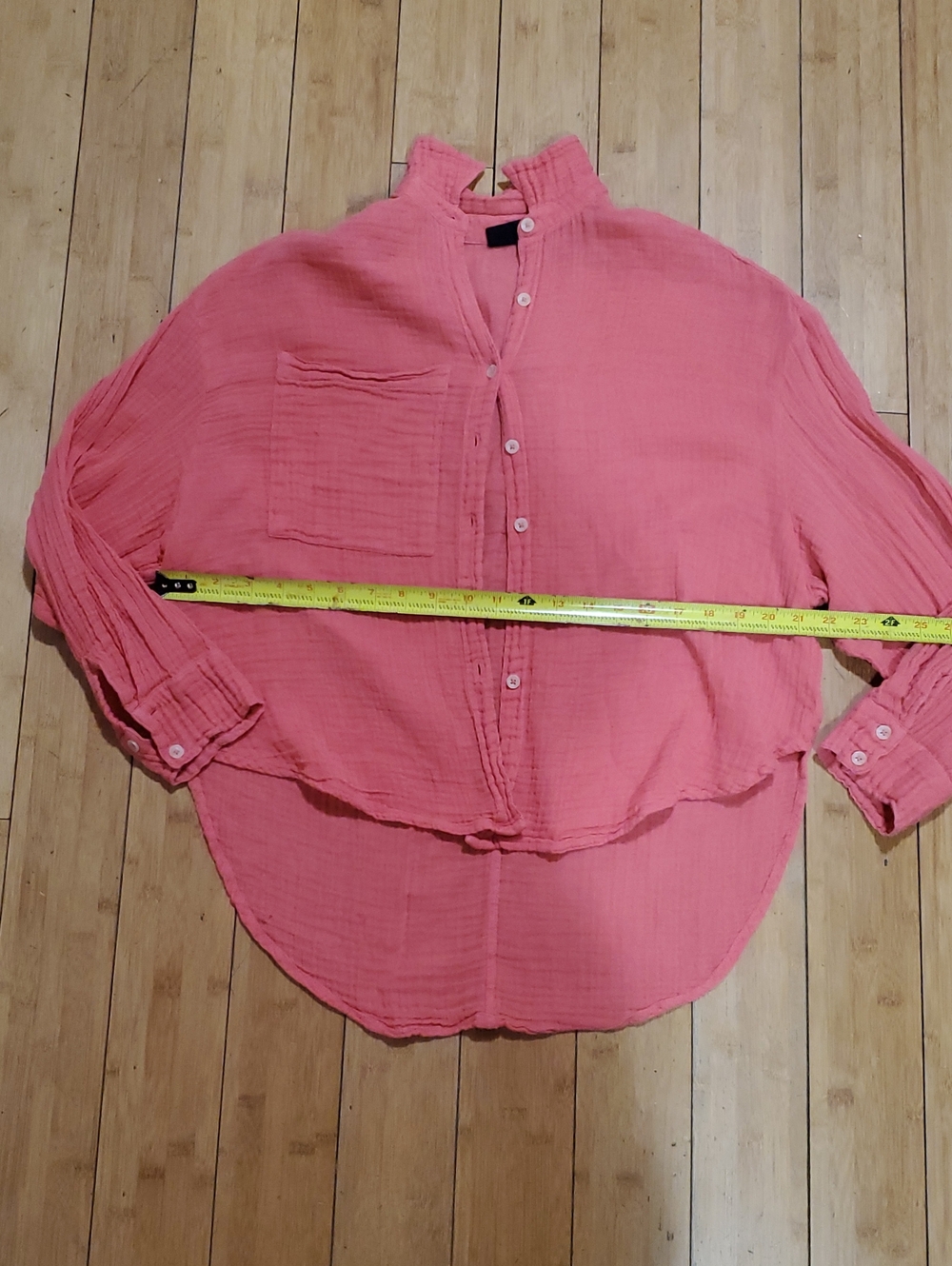 Womens Urban Outfitters Pink Coral Button-Down Gauze Shirt